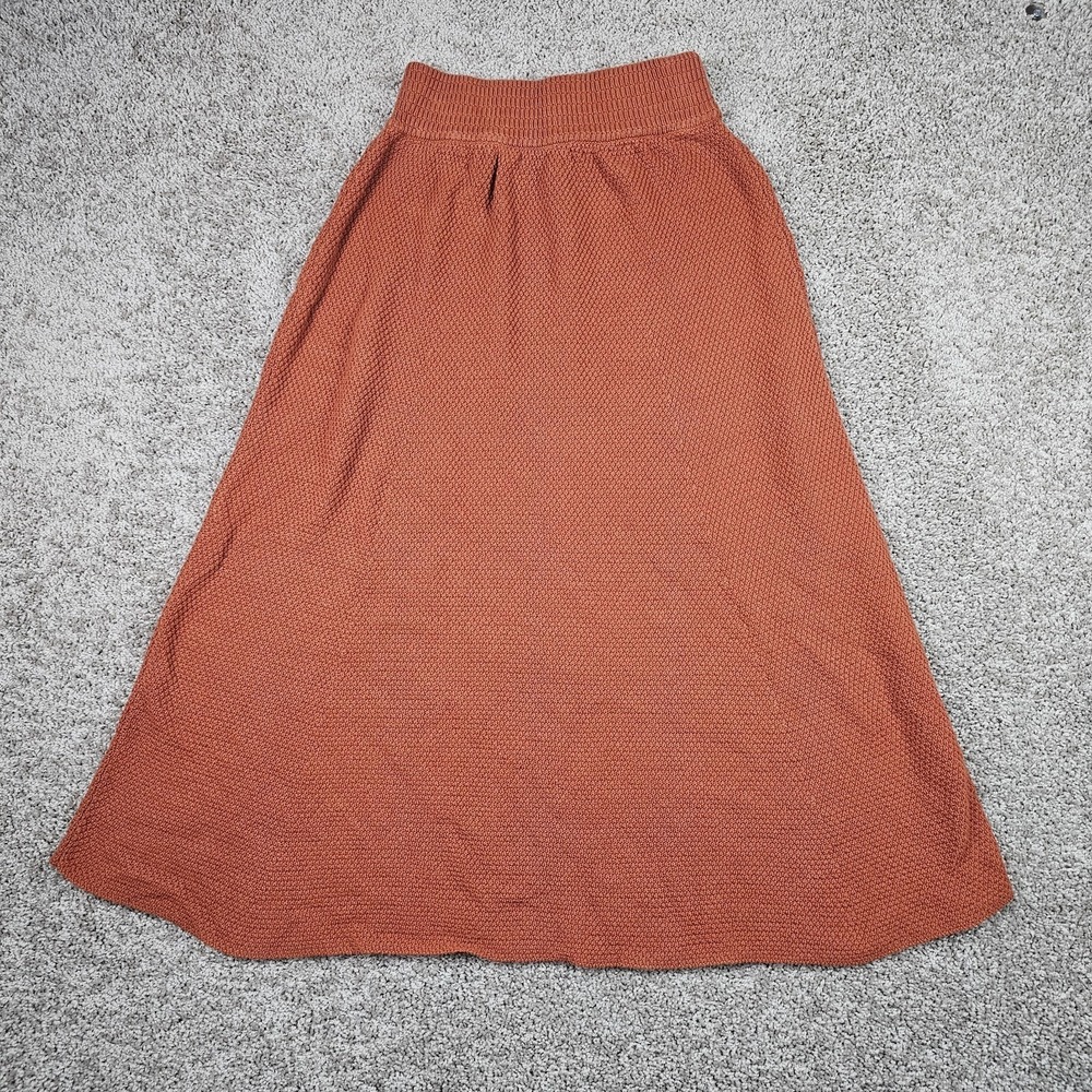 L'envers Gilda Long Skirt Womens XS Earth Red Maxi Knit 100% Organic Cotton